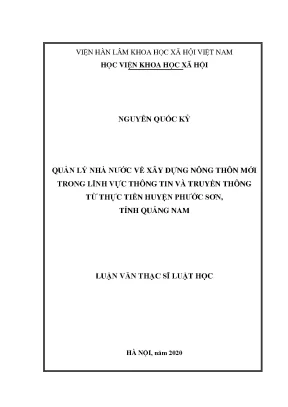 Luận án tiến sĩ quản lý nhà nước về xây dựng nông thôn mới trong lĩnh vực thông tin và truyền thông từ thực tiễn huyện phước sơn tỉnh quảng nam
