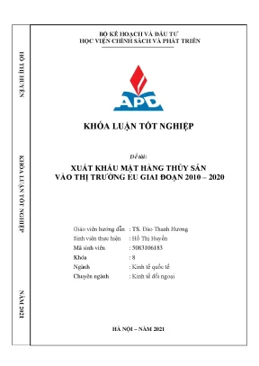 Luận văn tốt nghiệp xuất khẩu mặt hàng thủy sản vào thị trường eu giai đoạn 2010 2020