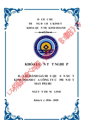 Luận văn tốt nghiệp đánh giá hiệu quả sản xuất kinh doanh của công ty cổ phần dệt may ppj huế