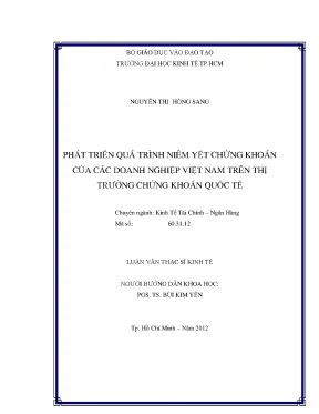 Luận văn thạc sĩ phát triển quá trình niêm yết chứng khoán của các doanh nghiệp việt nam trên thị trường chứng khoán quốc tế luận văn thạc sĩ