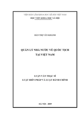 Luận án tiến sĩ quản lý nhà nước nhà nước về quốc tịch tại việt nam