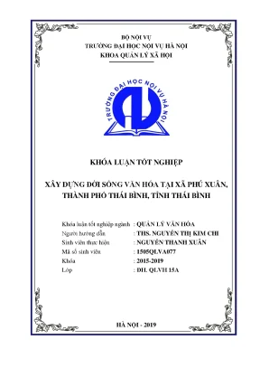 Luận văn tốt nghiệp xây dựng đời sống văn hóa tại xã phú xuân thành phố thái bình tỉnh thái bình