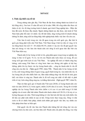 Luận án tự tạo việc làm của thanh niên nông thôn tỉnh thái nguyên