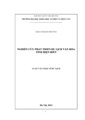 Luận văn thạc sĩ nghiên cứu phát triển du lịch văn hóa tỉnh điện biên