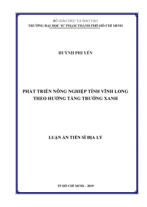 Luận văn thạc sĩ phát triển nông nghiệp tỉnh vĩnh long theo hướng tăng trưởng xanh