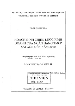 Luận văn thạc sĩ hoạch định chiến lược kinh doanh của ngân hàng tmcp sài gòn đến năm 2010