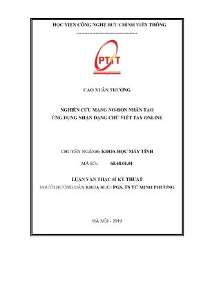 Luận văn thạc sĩ nghiên cứu mạng nơ ron nhân tạo ứng dụng nhận dạng chữ viết tay online
