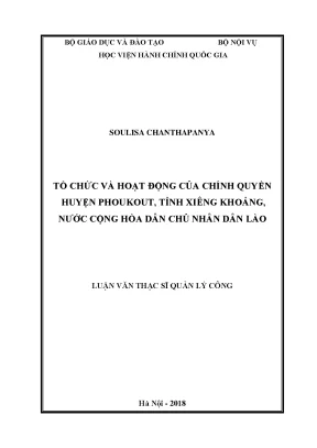 Luận văn thạc sĩ tổ chức và hoạt động của chính quyền huyện phoukout tỉnh xiêng khoảng nước cộng hòa dân chủ nhân dân lào