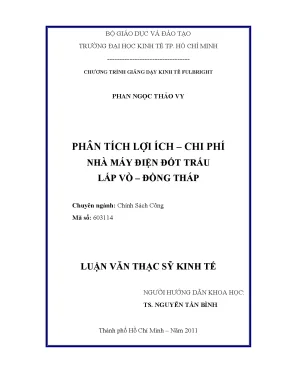 Luận văn thạc sĩ phân tích lợi ích chi phí nhà máy điện đốt trấu lấp vò đồng tháp