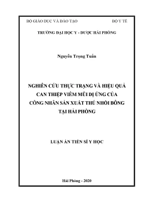 Luận án tiến sĩ nghiên cứu thực trạng và hiệu quả can thiệp viêm mũi dị ứng của công nhân sản xuất thú nhồi bông tại hải phòng