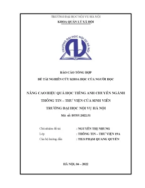 Luận văn tốt nghiệp nâng cao hiệu quả học tiếng anh chuyên ngành thông tin thư viện của sinh viên trường đại học nội vụ hà nội