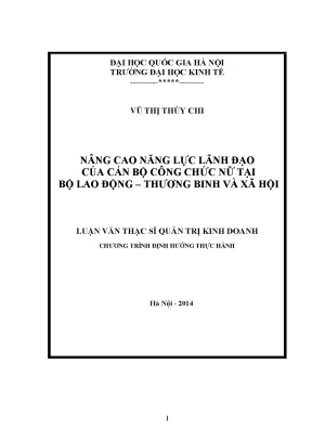 Luận văn thạc sĩ nâng cao năng lực lãnh đạo của cán bộ công chức nữ tại bộ lao động thương binh và xã hội