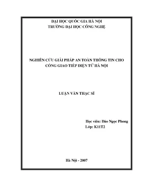 Luận văn thạc sĩ nghiên cứu giải pháp an toàn thông tin cho cổng giao tiếp điện tử hà nội