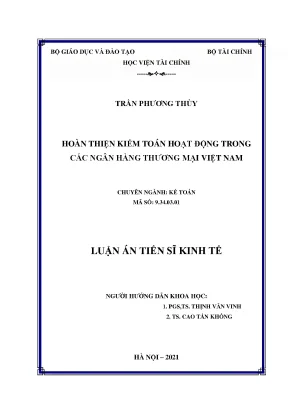 Luận án tiến sĩ hoàn thiện kiểm toán hoạt động trong các ngân hàng thương mại việt nam