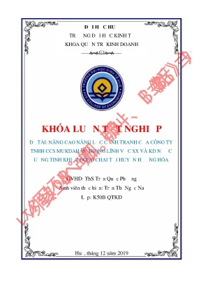 Luận văn tốt nghiệp nâng cao năng lực cạnh tranh của công ty tnhh ccs mukdahan trong lĩnh vực sx và kinh doanh nước tinh khiết đóng chai