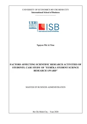 Luận văn thạc sĩ factors affecting scientific research activities of students case study of euréka student science research award