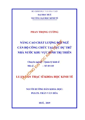 Luận văn thạc sĩ nâng cao chất lượng đội ngũ cán bộ công chức tại cục dự trữ nhà nước khu vực bình trị thiên