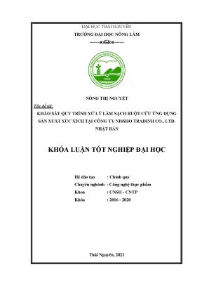 Luận văn tốt nghiệp khảo sát quy trình xử lý làm sạch ruột cừu ứng dụng trong sản xuất xúc xích tại công ty nissho trading co ltd nhật bản