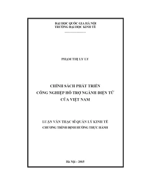 Luận văn thạc sĩ chính sách phát triển công nghiệp hỗ trợ ngành điện tử của việt nam