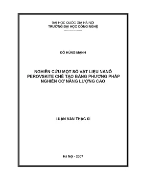 Luận văn thạc sĩ nghiên cứu một số vật liệu nanô perovskite chế tạo bằng phương pháp nghiền cơ năng lượng cao