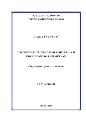 Luận văn thạc sĩ giải pháp phát triển mô hình kinh tế chia sẻ trong ngành du lịch việt nam