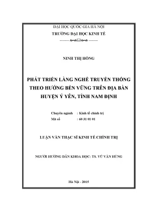 Luận văn thạc sĩ phát triển làng nghề truyền thống theo hướng bền vững trên địa bàn huyện ý yên tỉnh nam định