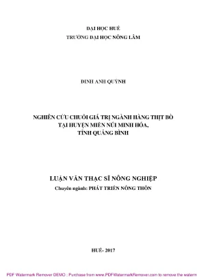 Luận văn thạc sĩ nghiên cứu chuỗi giá trị ngành hàng thịt bò tại huyện miền núi minh hoá tỉnh quảng bình