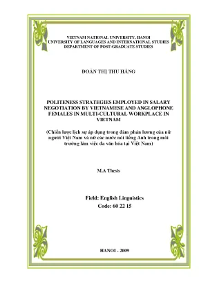 Luận văn thạc sĩ politeness strategies employed in salary negotiation by vietnamese and anglophone females in multi cultural workplace in vietnam