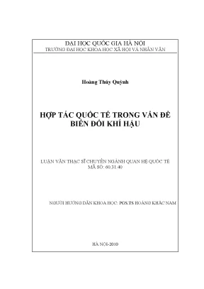 Luận văn thạc sĩ hợp tác quốc tế trong vấn đề biến đổi khí hậu