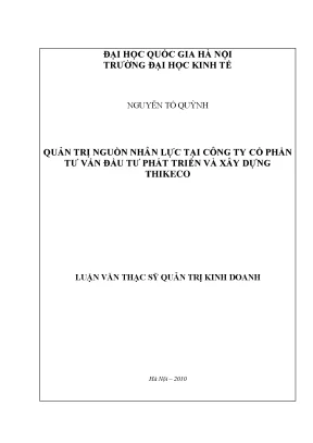 Luận văn thạc sĩ quản trị nguồn nhân lực tại công ty cổ phần tư vấn đầu tư phát triển và xây dựng thikeco