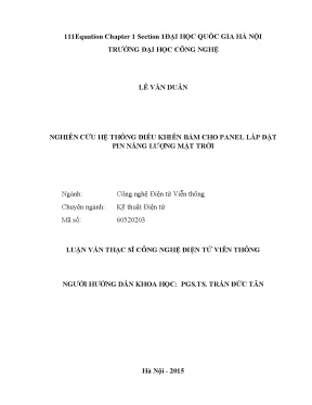Luận án nghiên cứu hệ thống điều khiển bám cho panel lắp đặt pin năng lượng mặt trời