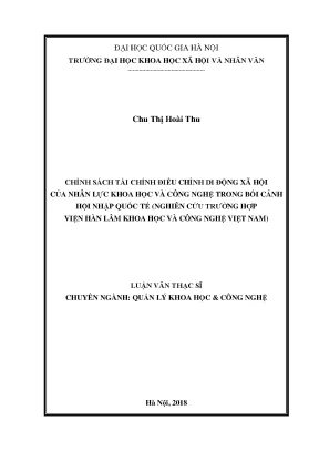 Luận văn thạc sĩ chính sách tài chính điều chỉnh di động xã hội của nhân lực khoa học và công nghệ trong bối cảnh hội nhập quốc tế