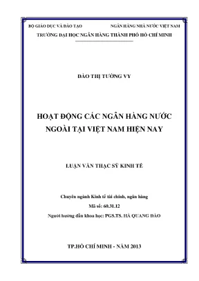 Luận văn thạc sĩ hoạt động các ngân hàng nước ngoài tại việt nam hiện nay