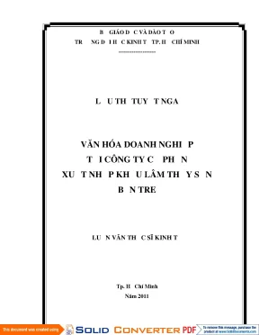 Luận văn thạc sĩ văn hóa doanh nghiệp tại công ty cổ phần xuất nhập khẩu lâm thủy sản bến tre