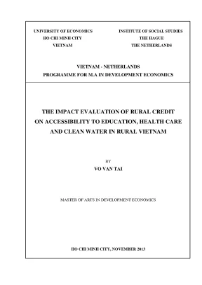 Luận văn thạc sĩ the impact evaluation of rural credit on accessibility to education health care and clean water in rural vietnam