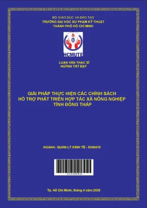 Luận văn thạc sĩ hcmute giải pháp thực hiện các chính sách hỗ trợ phát triển hợp tác xã nông nghiệp tỉnh đồng tháp