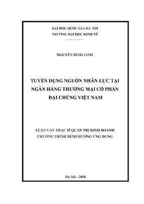 Luận văn thạc sĩ tuyển dụng nguồn nhân lực tại ngân hàng thương mại cổ phần đại chúng việt nam