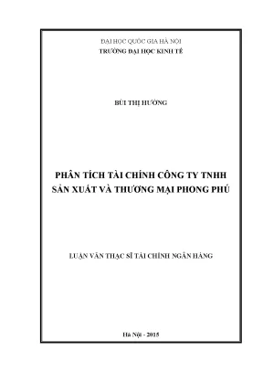 Luận văn thạc sĩ phân tích tài chính công ty tnhh sản xuất và thương mại phong phú