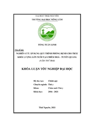 Luận văn tốt nghiệp nghiên cứu áp dụng quy trình phòng bệnh cho trâu khối lượng lớn nuôi tại chiêm hóa tuyên quang năm thứ hai