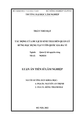 Luận án tiến sĩ tác động của du lịch sinh thái đến quản lý rừng đặc dụng tại vườn quốc gia ba vì