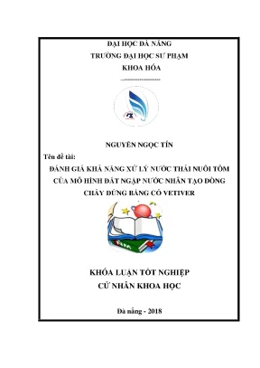 Luận văn tốt nghiệp đánh giá khả năng xử lý nước thải nuôi tôm của mô hình đất ngập nước nhân tạo dòng chảy đứng bằng cỏ vetiver
