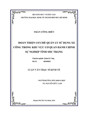Luận văn thạc sĩ hoàn thiện cơ chế quản lý sử dụng xe công trong khu vực cơ quan hành chính sự nghiệp tỉnh sóc trăng