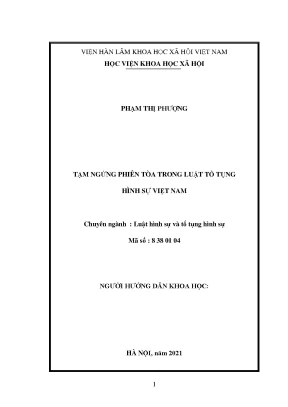 Luận văn thạc sĩ tạm ngừng phiên tòa trong luật tố tụng hình sự việt nam