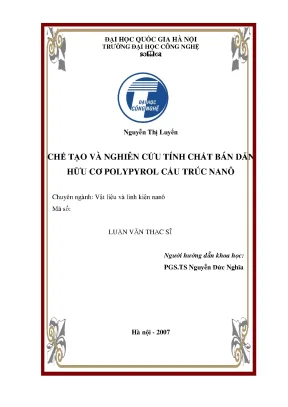 Luận văn thạc sĩ chế tạo và nghiên cứu tính chất bán dẫn hữu cơ polypyrol cấu trúc nanô