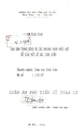 Luận án tiến sĩ đạo hàm trung bình và các phương pháp phối hợp để giải một số bài toán biên luận án pts toán học1 01 07