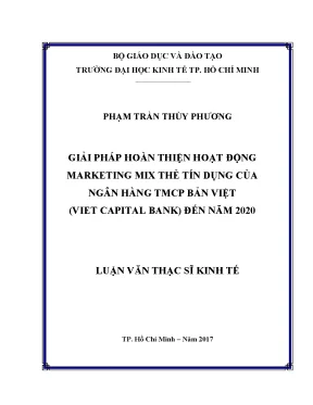 Luận văn thạc sĩ giải pháp hoàn thiện hoạt động marketing mix thẻ tín dụng của ngân hàng tmcp bản việt viet capital bank đến năm 2020