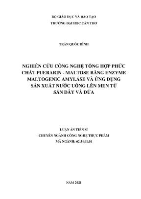 Luận án tiến sĩ nghiên cứu công nghệ tổng hợp phức chất puerarin maltose bằng enzyme maltogenic amylase và ứng dụng sản xuất nước uống lên men chức năng từ sắn dây và dứa