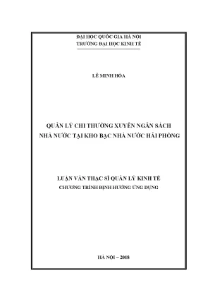 Luận văn thạc sĩ quản lý chi thường xuyên ngân sách nhà nước tại kho bạc nhà nước hải phòng