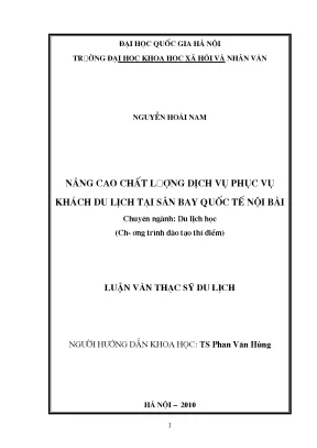 Luận văn thạc sĩ nâng cao chất lượng dịch vụ phục vụ khách du lịch tại sân bay quốc tế nội bài