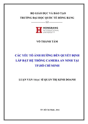 Luận văn thạc sĩ các yếu tố ảnh hưởng đến quyết định lắp đặt hệ thống camera an ninh tại tp hồ chí minh